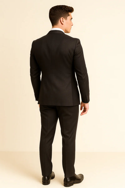 Costume d'été formel 3 pièces en lin pour homme – Noir