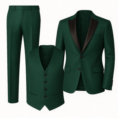 Costume d'été formel 3 pièces en lin pour homme – Vert