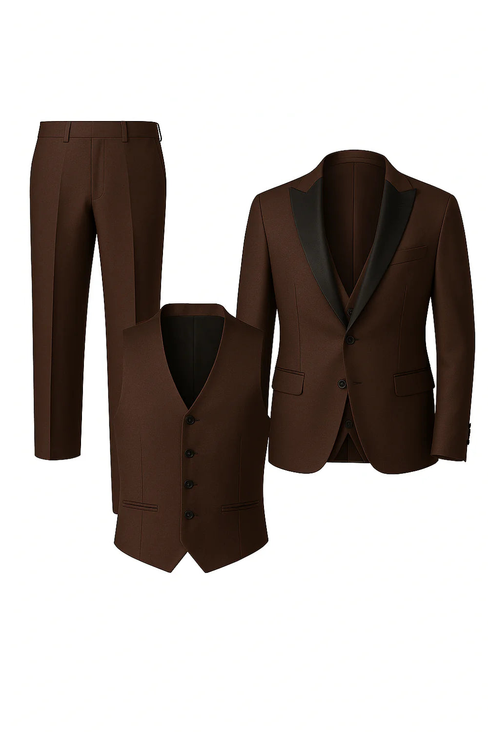 Costume d'été formel 3 pièces en lin pour homme – Café