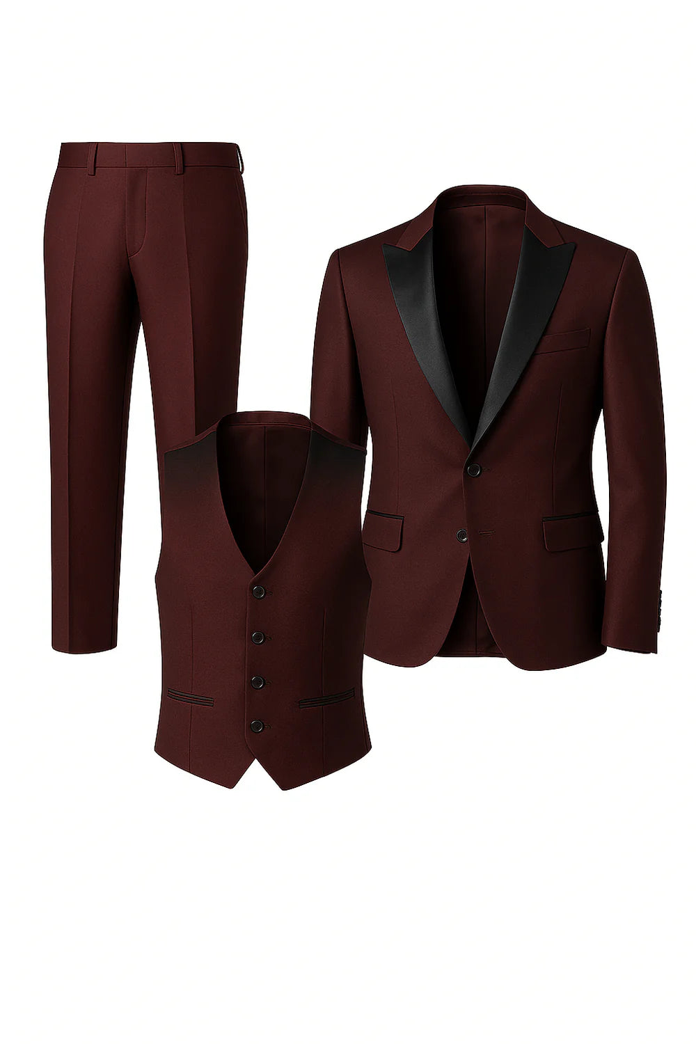 Costume d'été formel 3 pièces en lin pour homme – Rouge