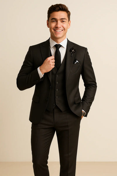 Costume d'affaires moderne 3 pièces pour hommes – Noir