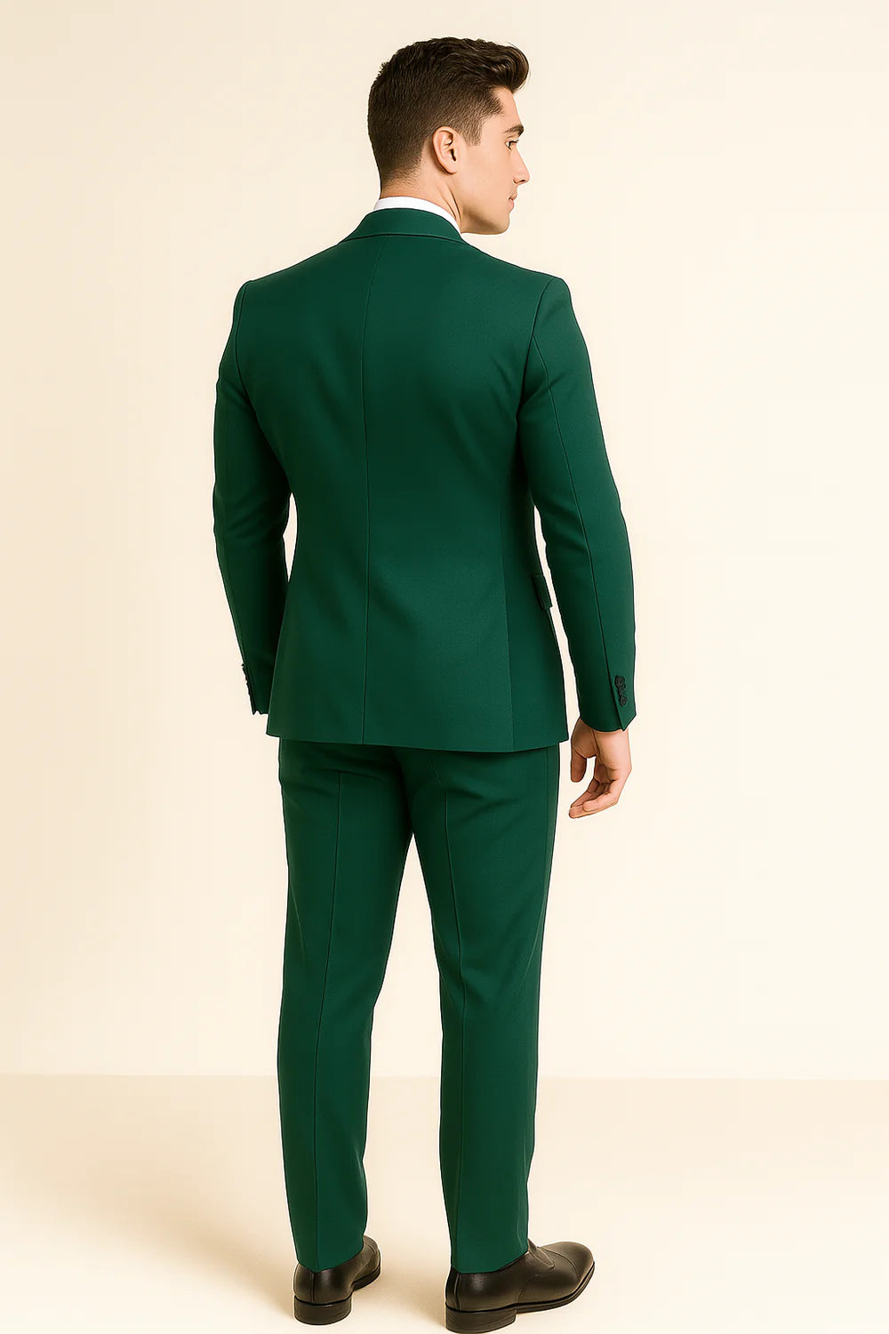 Costume d'été formel 3 pièces en lin pour homme Vert foncè