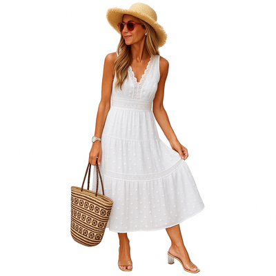 Robe longue boho sans manches pour femmes