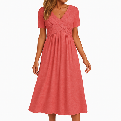 Robe d'été classique à col en V pour femmes