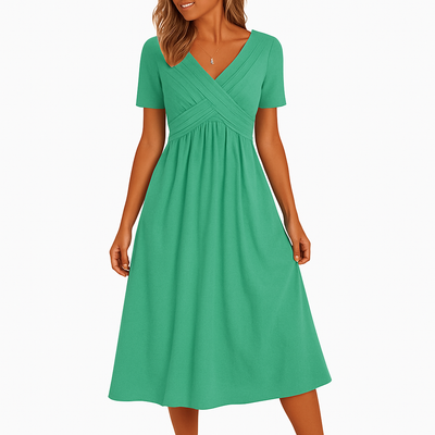 Robe d'été classique à col en V pour femmes