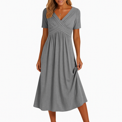 Robe d'été classique à col en V pour femmes