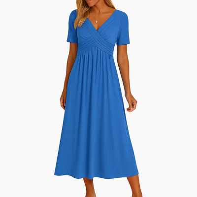 Robe d'été classique à col en V pour femmes