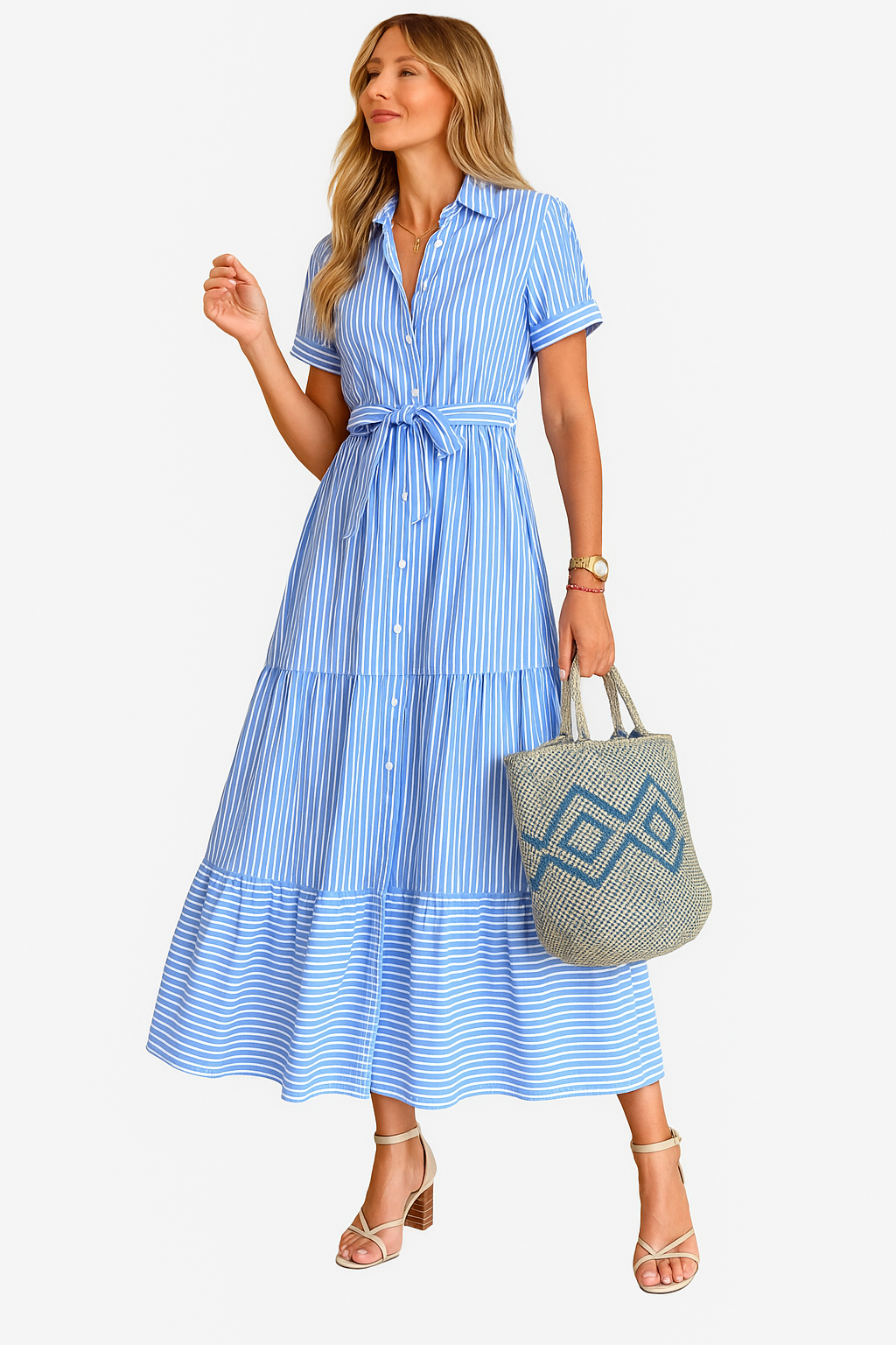 Robe longue d'été à rayures pour femmes