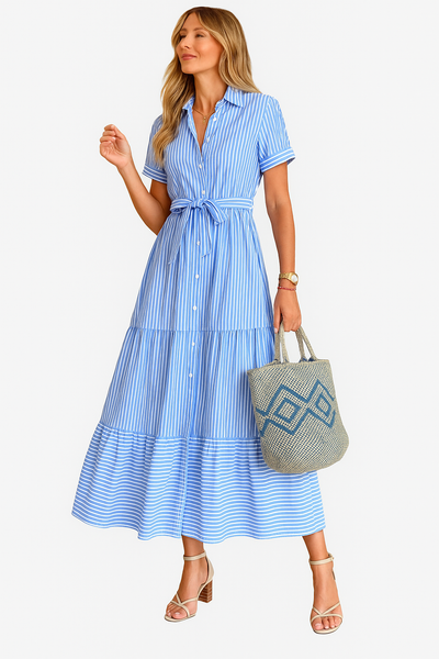 Robe longue d'été à rayures pour femmes