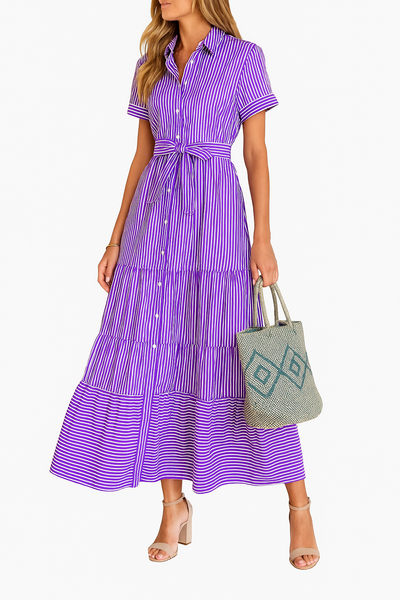 Robe longue d'été à rayures pour femmes