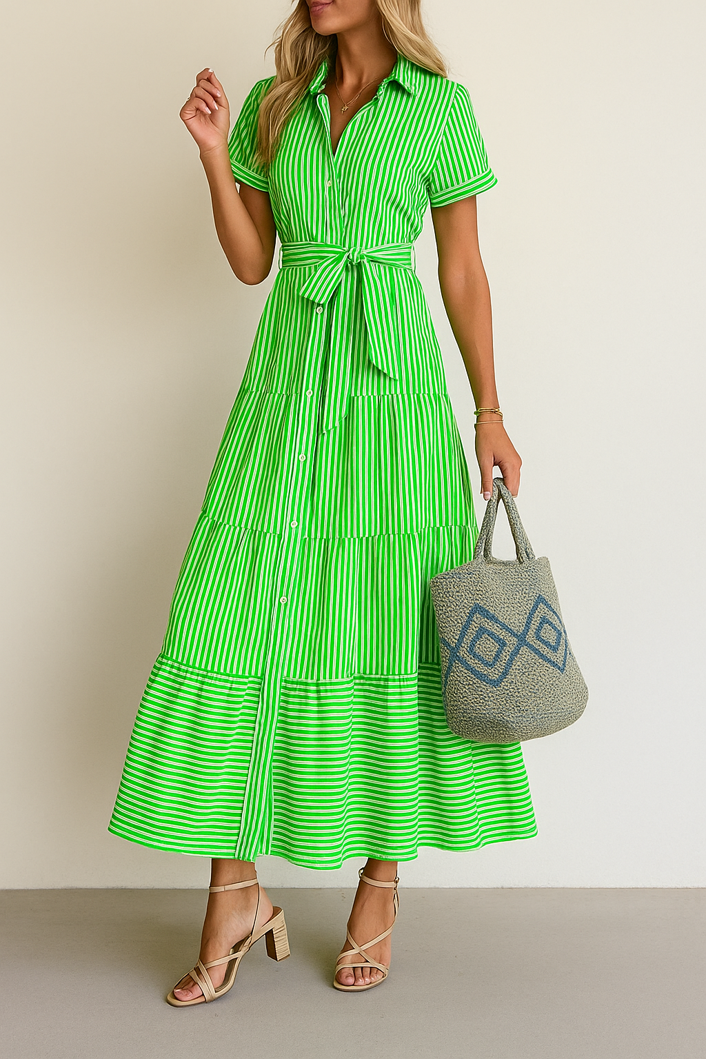 Robe longue d'été à rayures pour femmes
