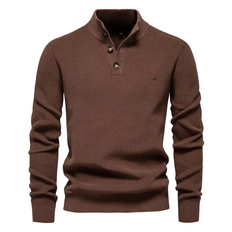 Pull Homme au Style Moderne – Coupe Ajustée – Marron