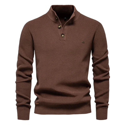 Pull Homme au Style Moderne – Coupe Ajustée – Marron