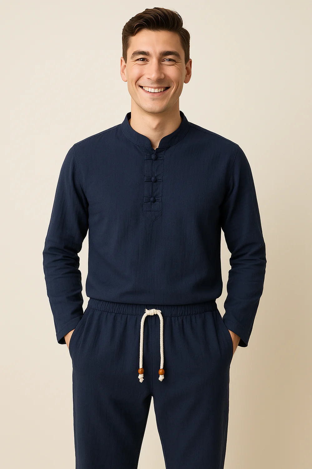 Costume Classique en Lin pour Homme – Bleu
