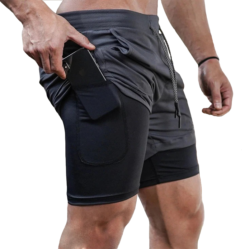 Shorts de Fitness Légers Signature pour Homme – Gris Foncé