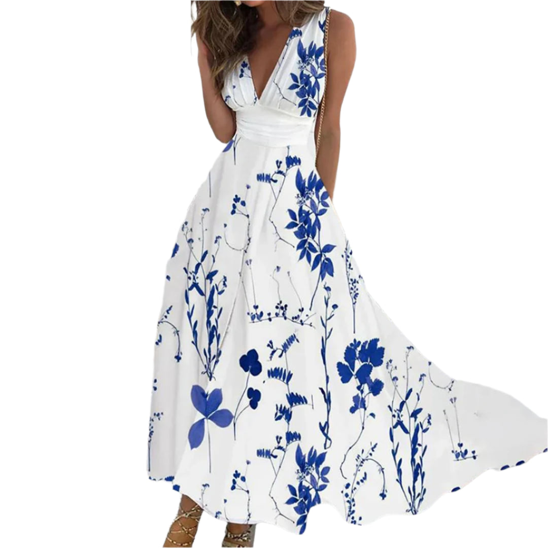 Robe d'été sans manches et à col en V de tendance moderne pour femmes