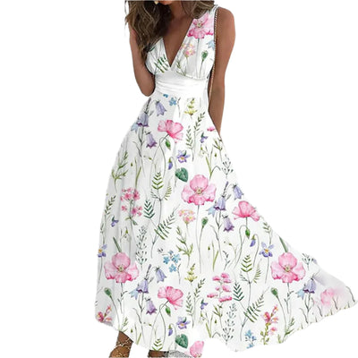 Robe d'été sans manches et à col en V de tendance moderne pour femmes