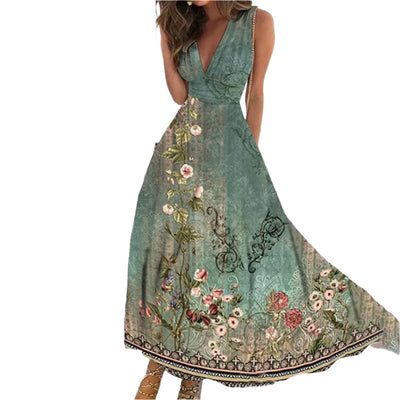 Robe d'été sans manches et à col en V de tendance moderne pour femmes
