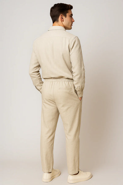 Ensemble Classique Chemise en Lin et Pantalon pour Homme – Beige