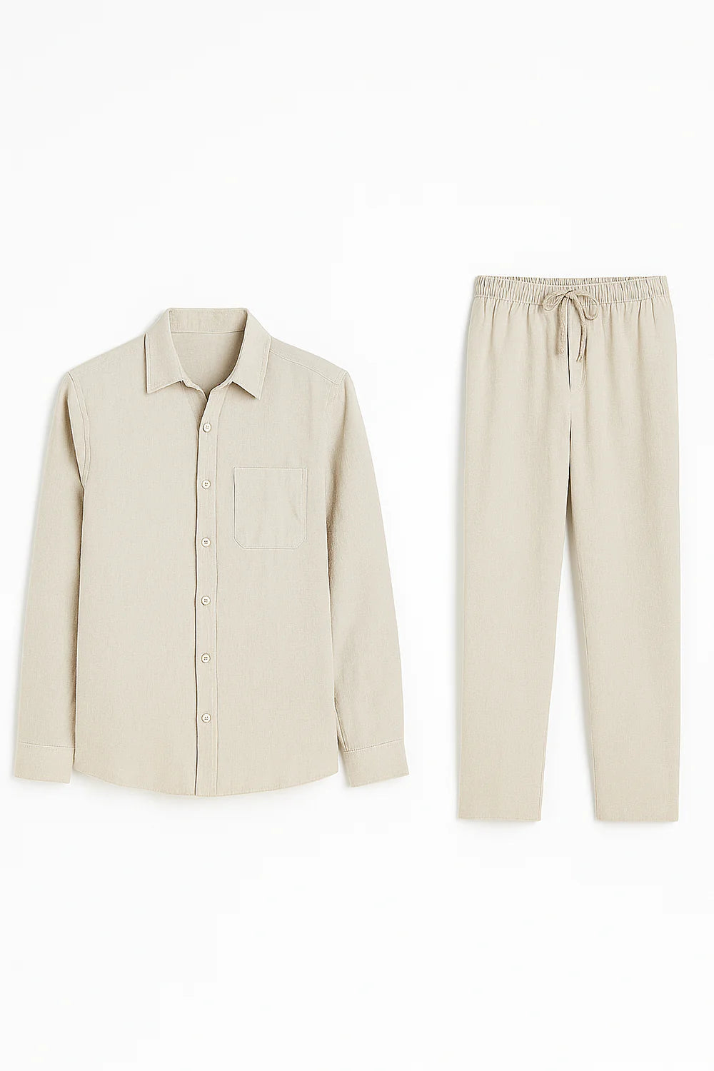 Ensemble Classique Chemise en Lin et Pantalon pour Homme – Beige