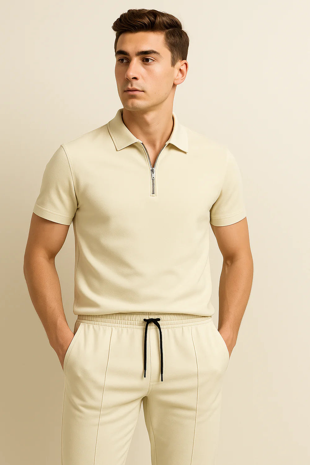 Ensemble Décontracté Polo et Pantalon pour Homme – Beige