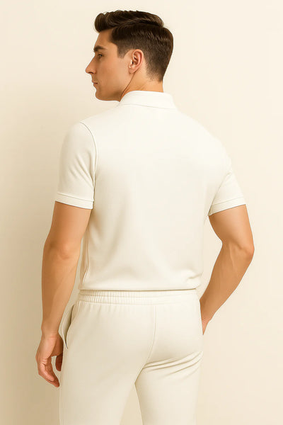 Ensemble Décontracté Polo et Pantalon pour Homme – Blanc