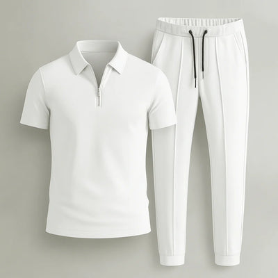 Ensemble Décontracté Polo et Pantalon pour Homme – Blanc