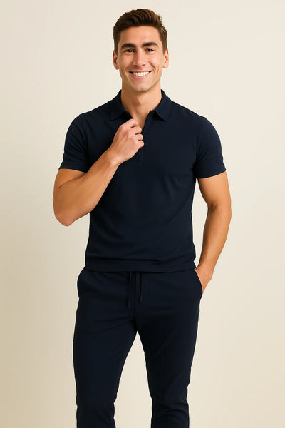 Ensemble Décontracté Polo et Pantalon pour Homme – Bleu Foncé