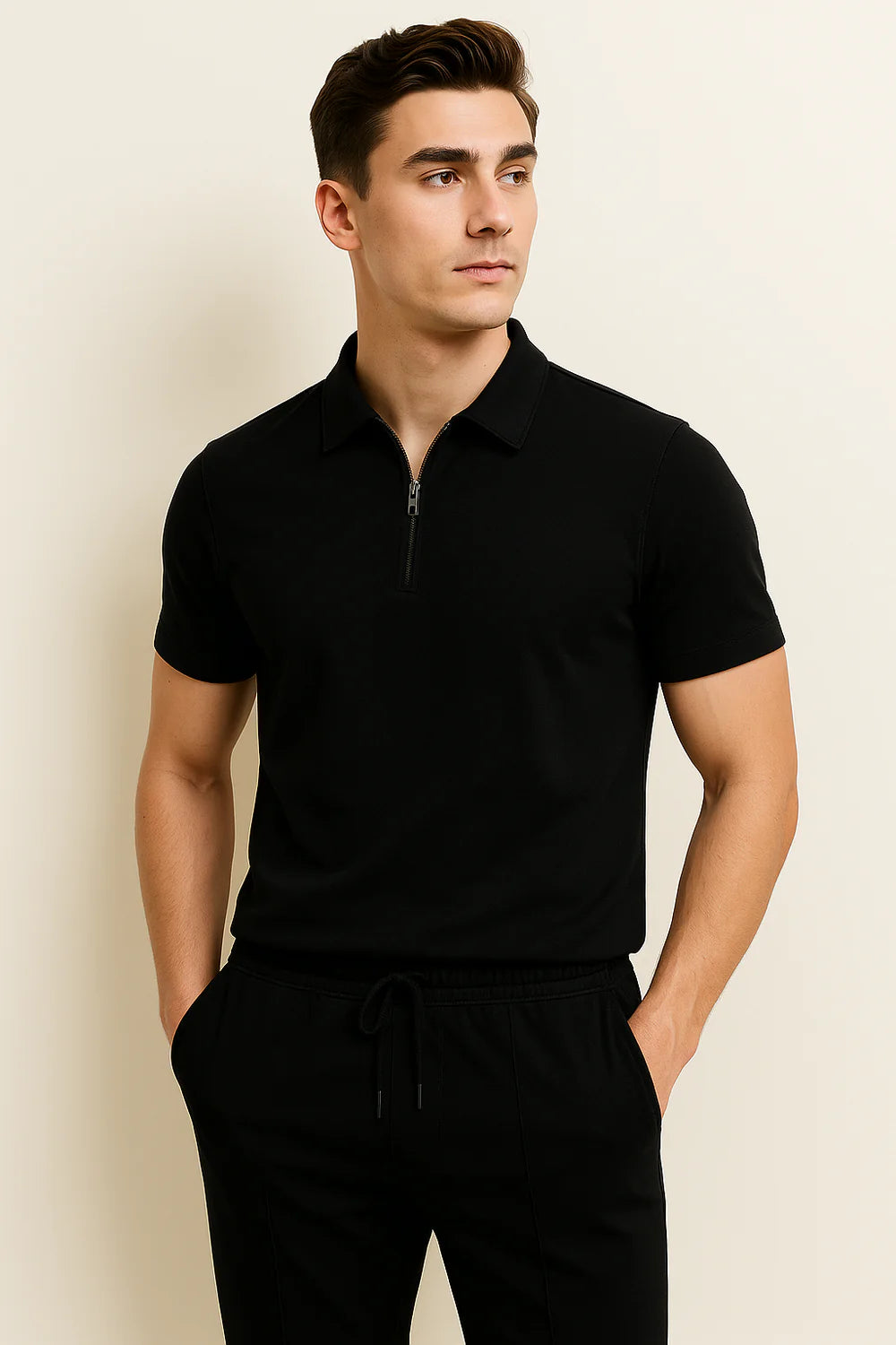 Ensemble Décontracté Polo et Pantalon pour Homme – Noir
