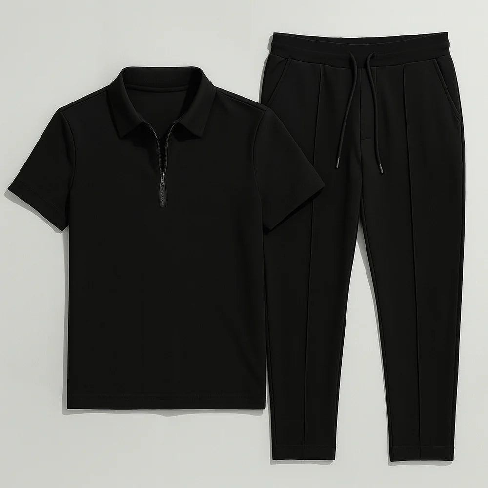 Ensemble Décontracté Polo et Pantalon pour Homme – Noir
