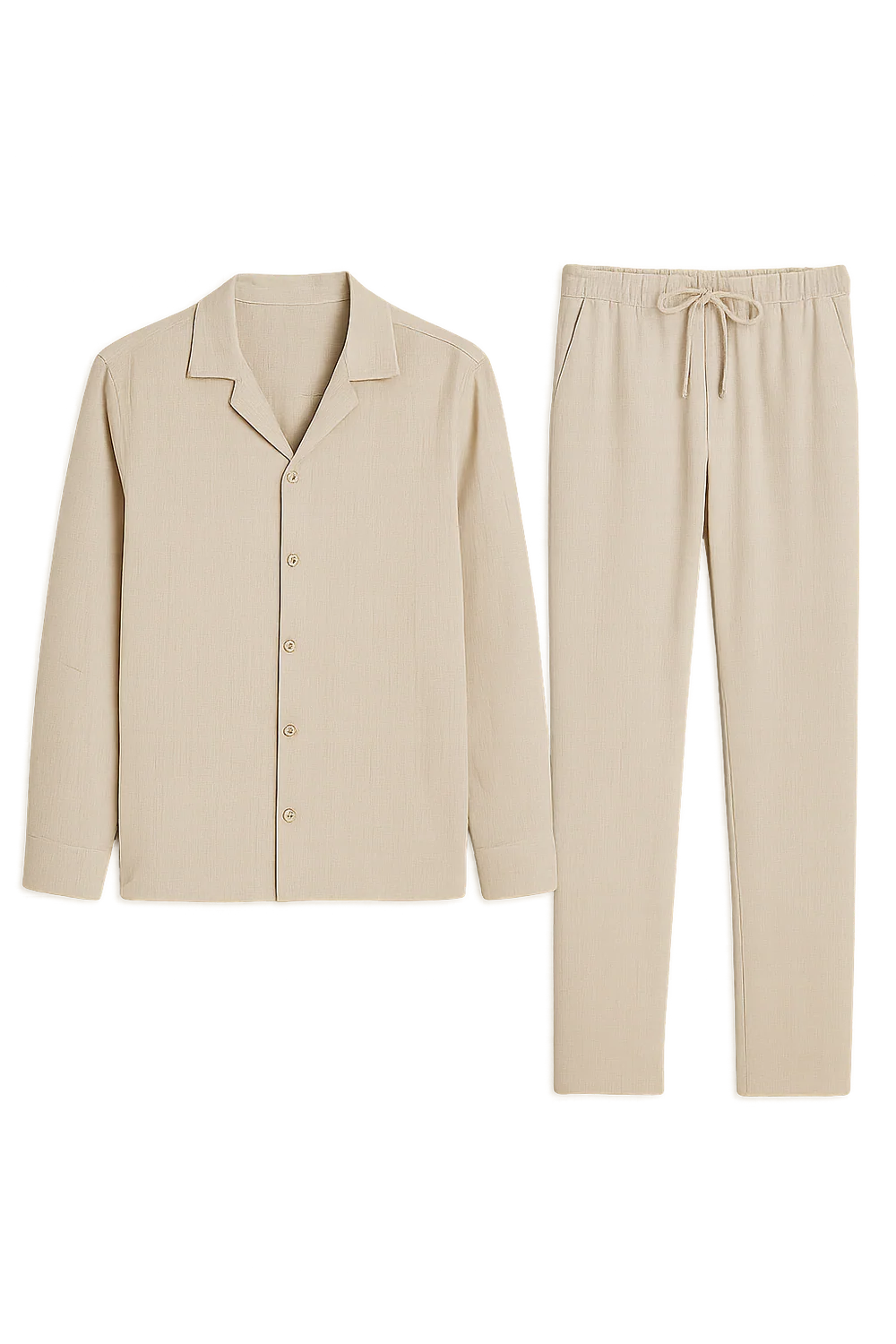 Ensemble décontracté en lin mélangé pour homme – beige