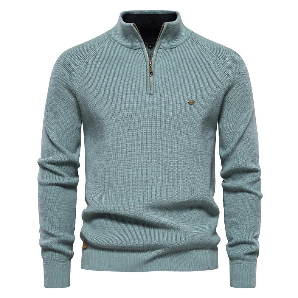 Pull Demi-Zippé Homme – Maille Côtelée Classique pour Look Automnal