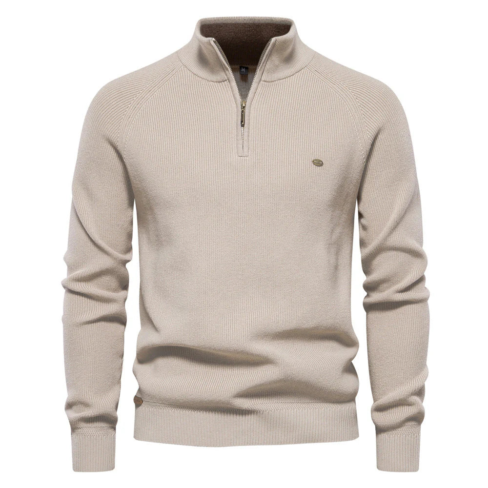 Pull Demi-Zippé Homme – Maille Côtelée Classique pour Look Automnal