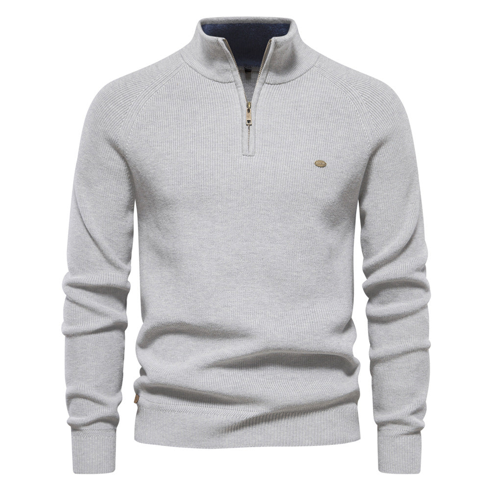 Pull Demi-Zippé Homme – Maille Côtelée Classique pour Look Automnal
