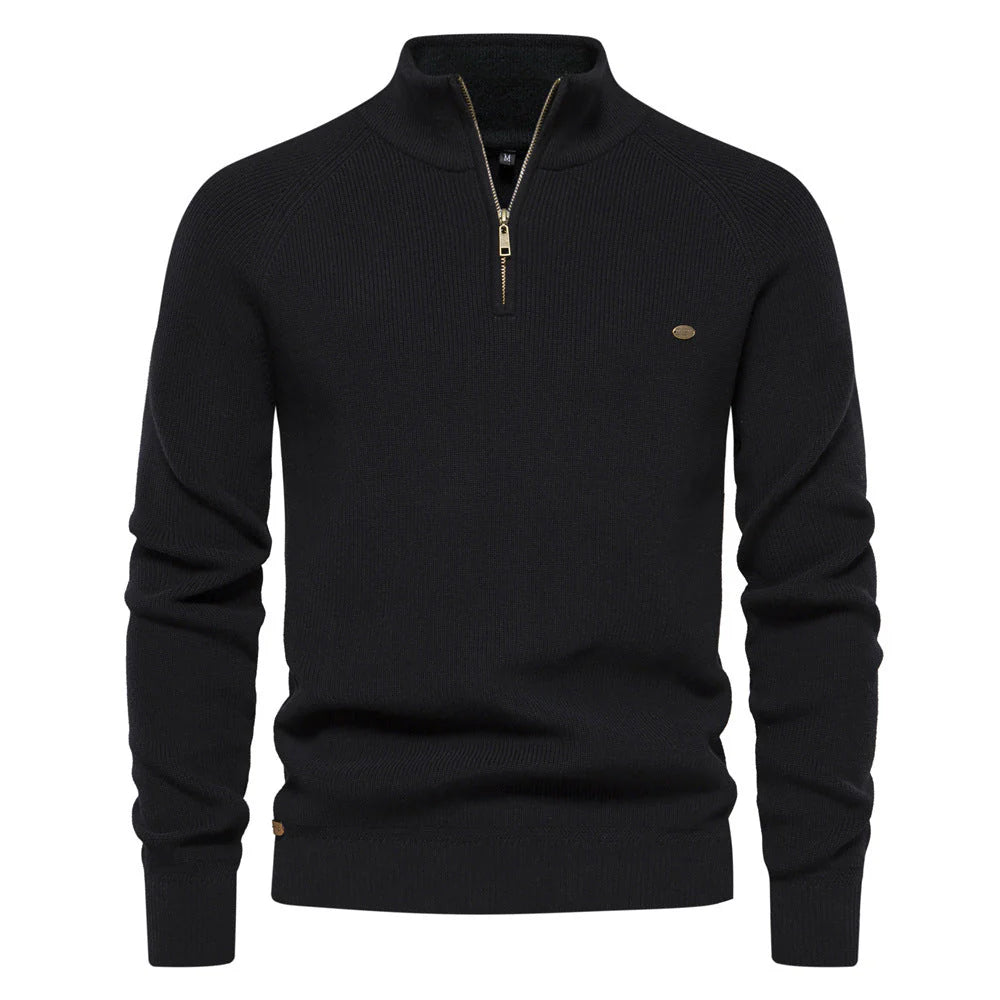 Pull Demi-Zippé Homme – Maille Côtelée Classique pour Look Automnal
