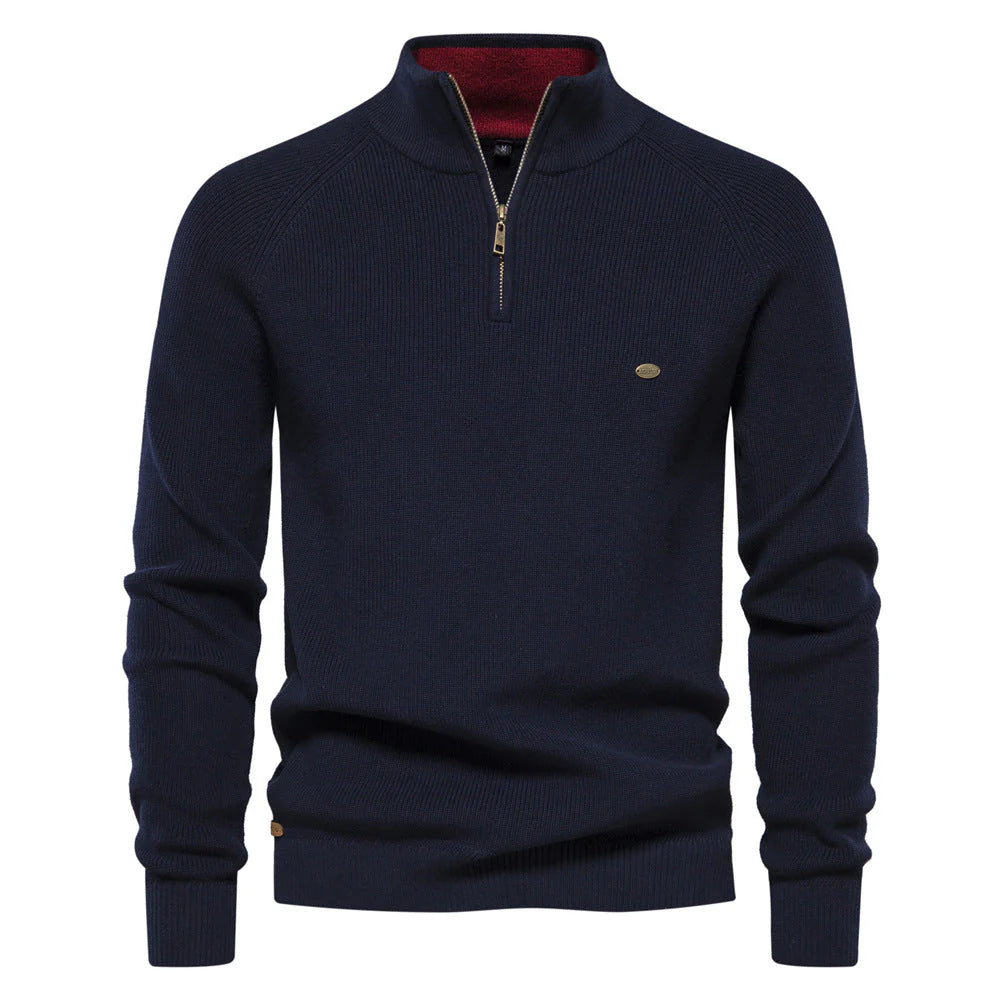Pull Demi-Zippé Homme – Maille Côtelée Classique pour Look Automnal