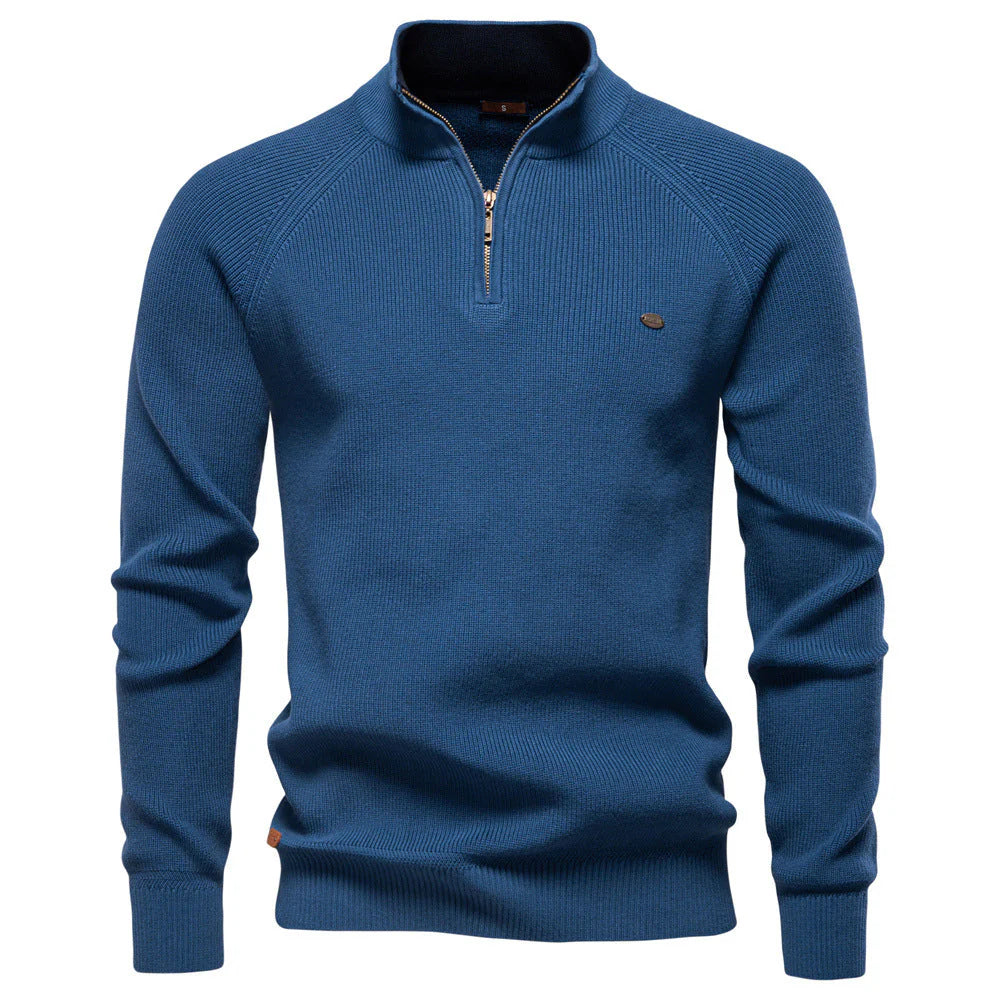 Pull Demi-Zippé Homme – Maille Côtelée Classique pour Look Automnal