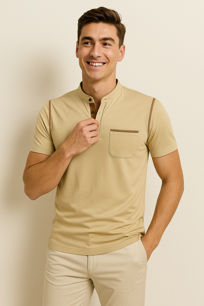 Polo Élégant Décontracté-Chic pour Homme – Beige