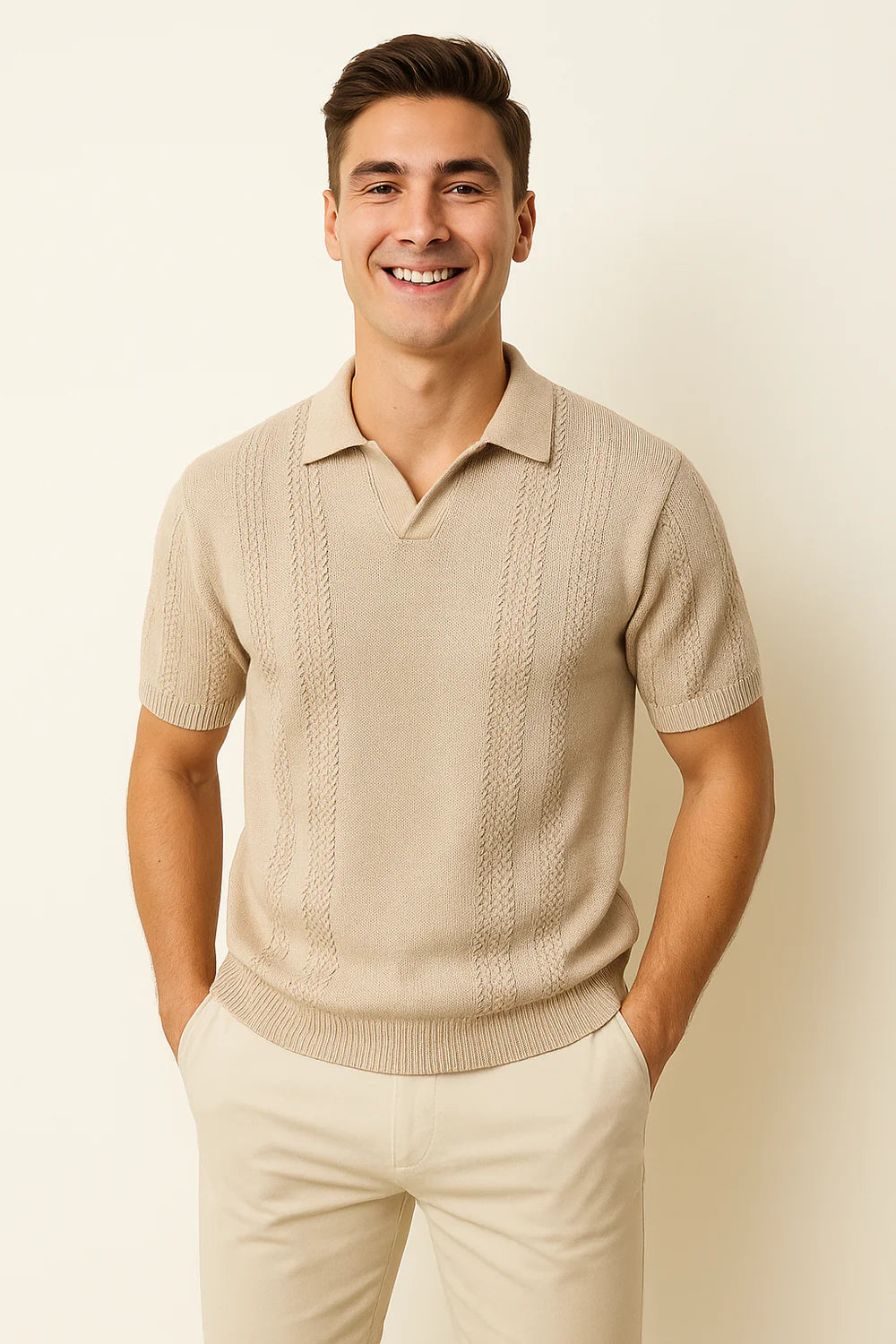 Polo Élégant pour Homme – Beige