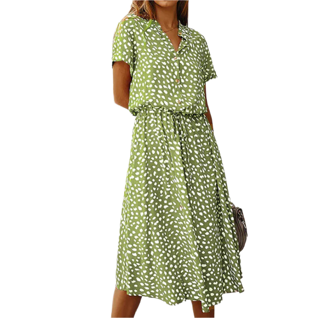 Robe longue d'été imprimée à pois pour femmes décontractées