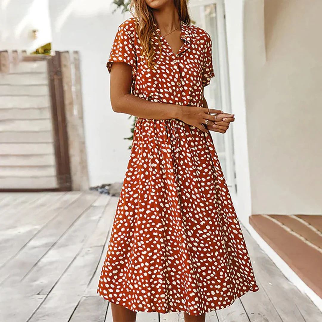 Robe longue d'été imprimée à pois pour femmes décontractées