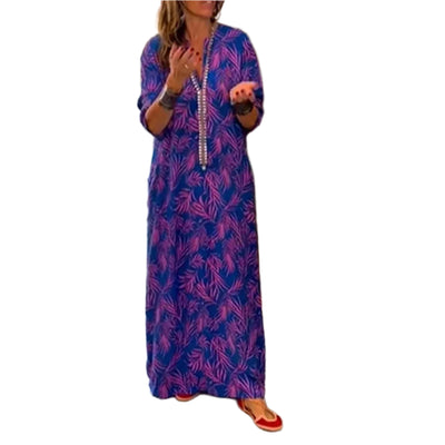 Robe longue à col en V de style moderne pour femmes