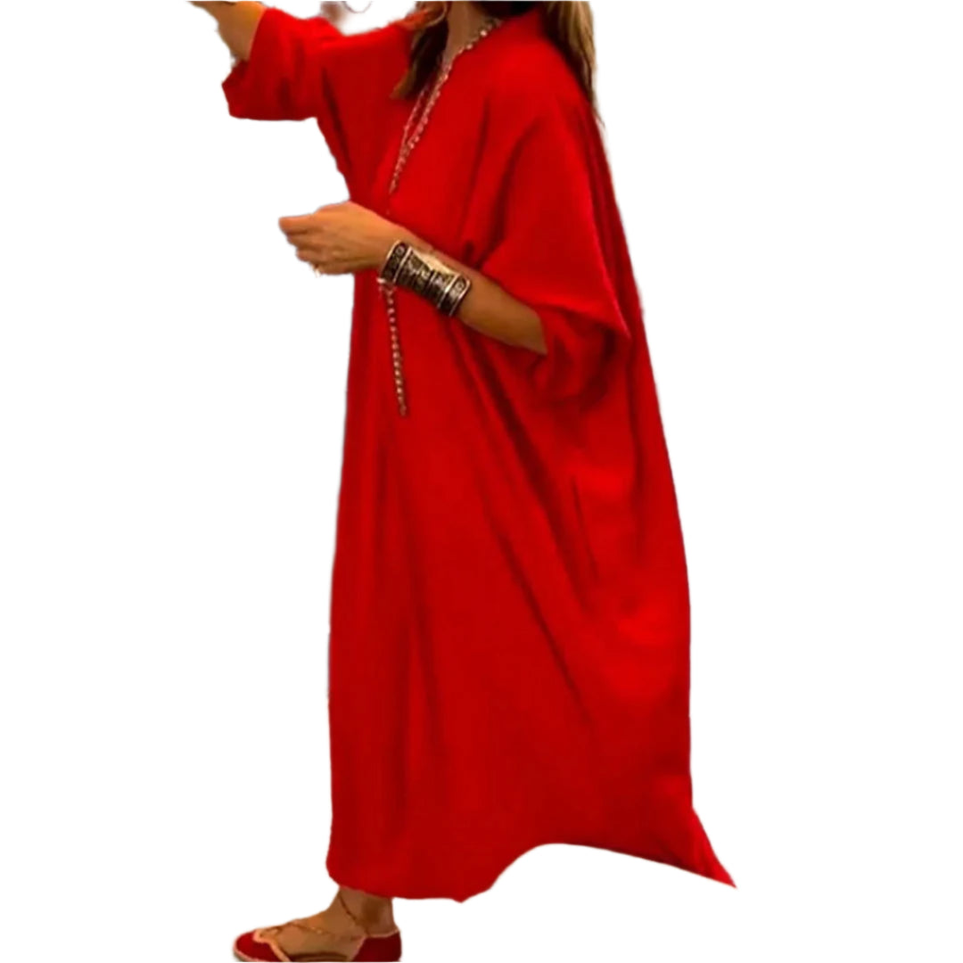 Robe longue à col en V de style moderne pour femmes