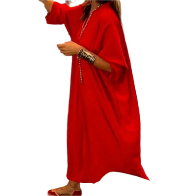 Robe longue à col en V de style moderne pour femmes