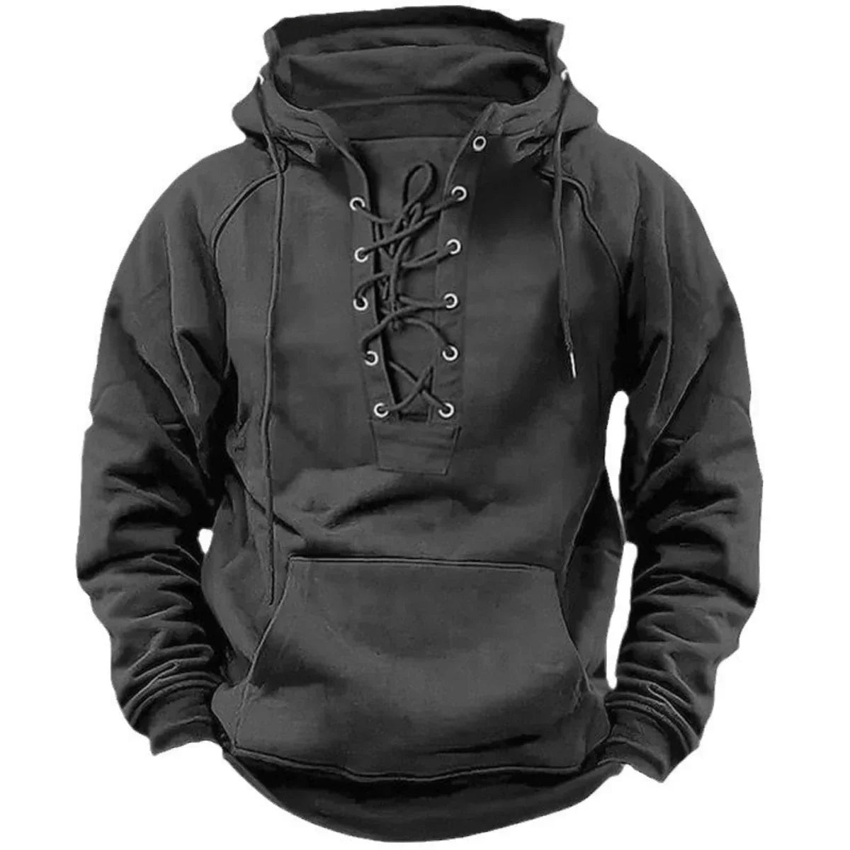 Sweat à Capuche Vintage Homme – Devant Lacé Style Rétro