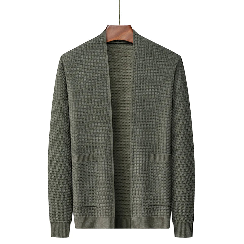 Cardigan Classique pour Homme – Design Ouvert Texturé avec Détails Modernes