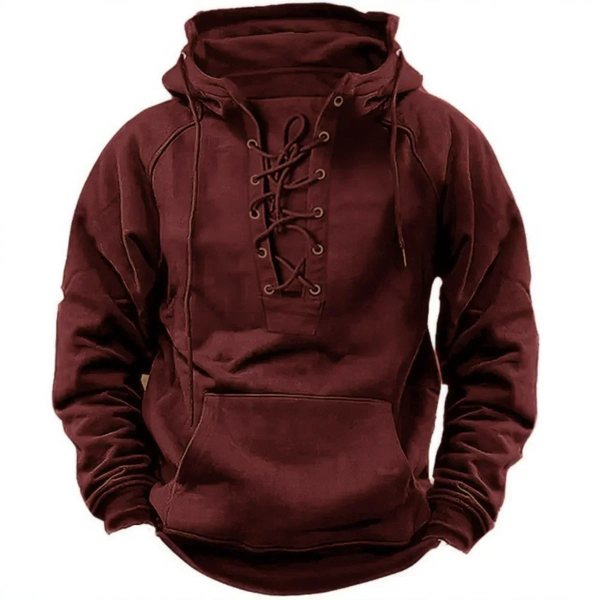 Sweat à Capuche Vintage Homme – Devant Lacé Style Rétro