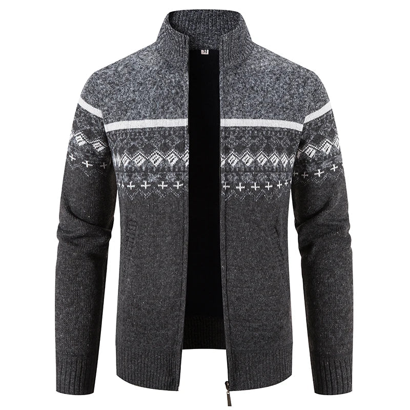 Pull en Maille Homme – Design Demi-Zip à Torsades au Charme Automnal