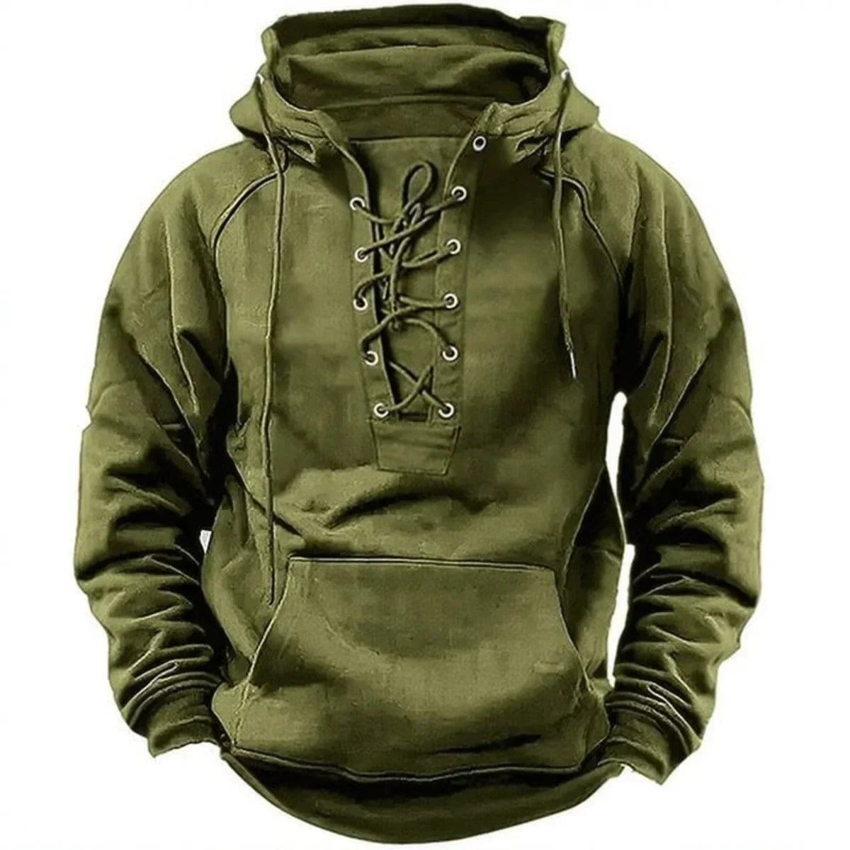 Sweat à Capuche Vintage Homme – Devant Lacé Style Rétro