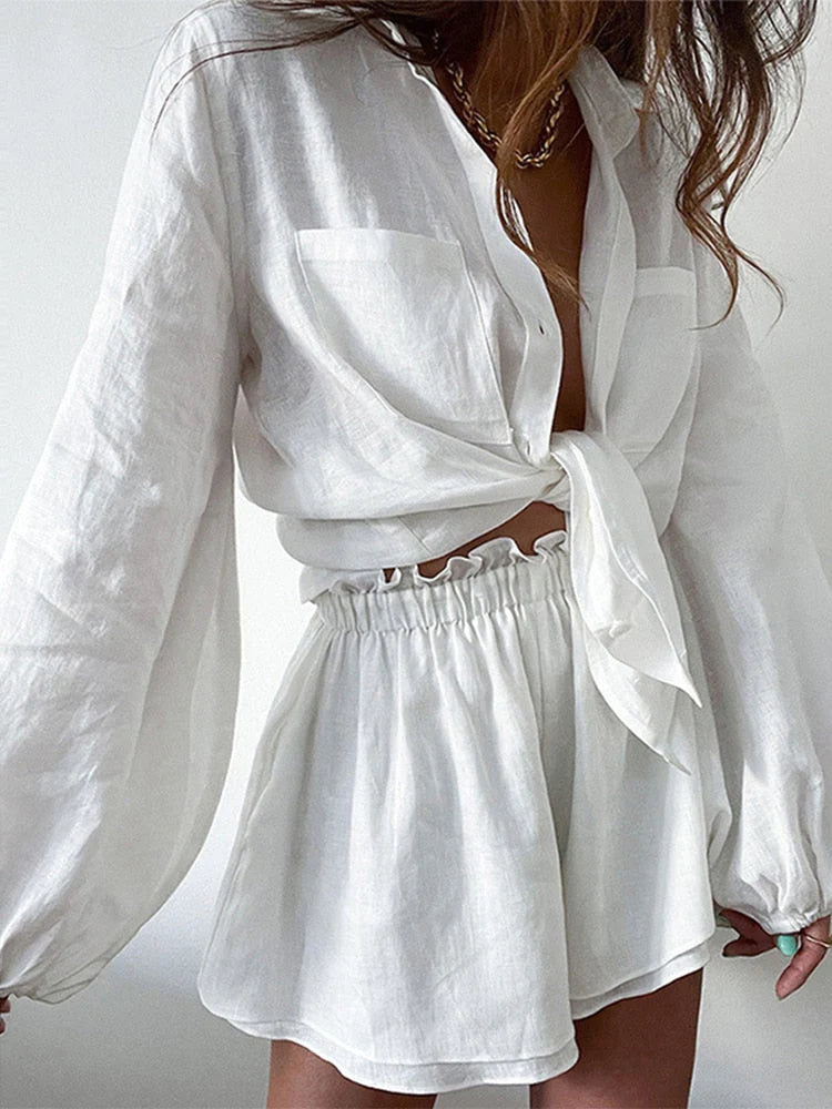 Ensemble d'été à manches longues surdimensionnées de style moderne pour femmes